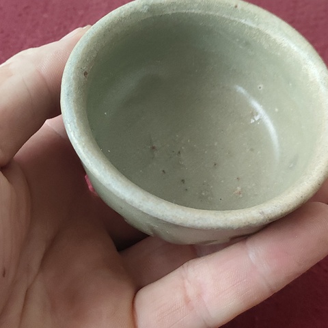 古玩陶瓷龍泉青瓷刻花杯真品鑒賞圖