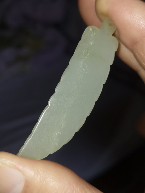 古玩玉器樹葉佩真品鑒賞圖