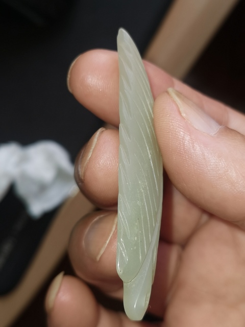 古玩玉器樹葉佩真品鑒賞圖