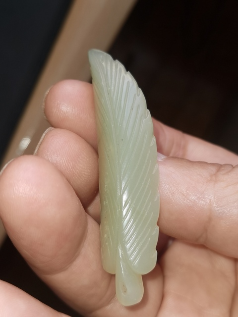 古玩玉器樹葉佩真品鑒賞圖