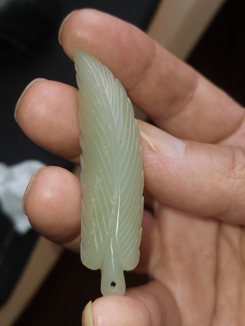 古玩玉器樹葉佩真品鑒賞圖