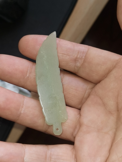 古玩玉器樹葉佩真品鑒賞圖