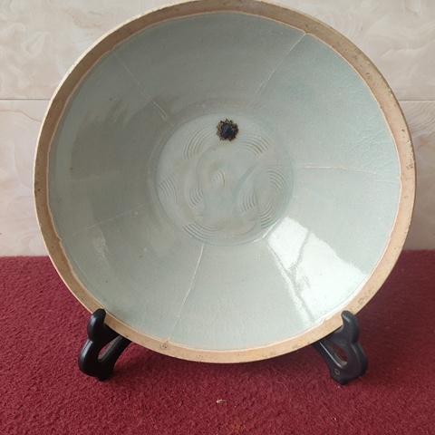 古玩陶瓷湖田窯六出筋雙魚面包碗拍賣，當前價格4800元