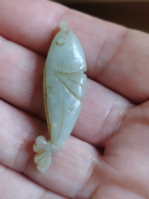 古玩玉器玉魚墜真品鑒賞圖