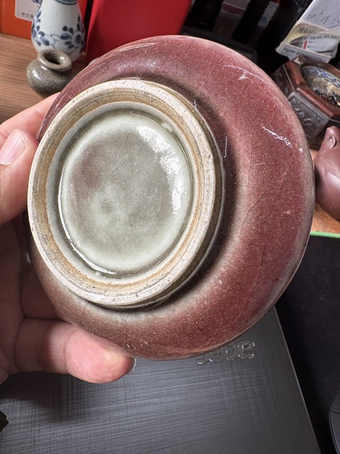 古玩陶瓷紅釉水盂真品鑒賞圖