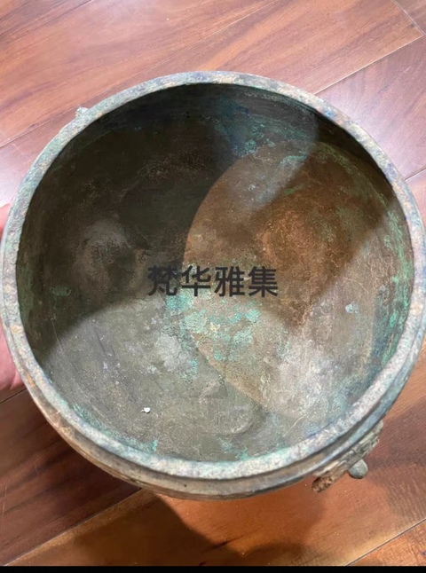 古玩銅器繩紋敦式鼎真品鑒賞圖