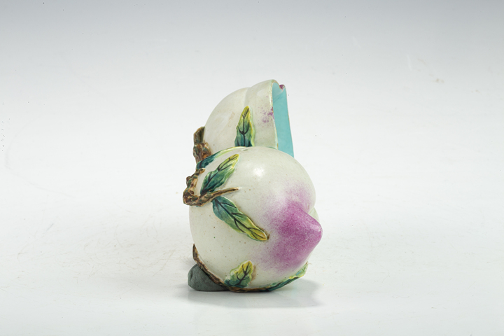 古玩陶瓷清末民初·粉彩仿生壽桃式洗真品鑒賞圖