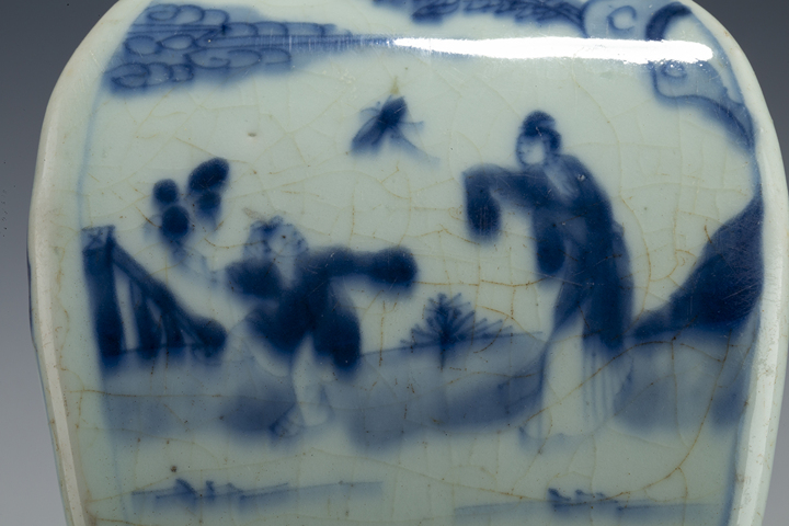 古玩陶瓷清康熙·青花山水人物紋四方瓶真品鑒賞圖