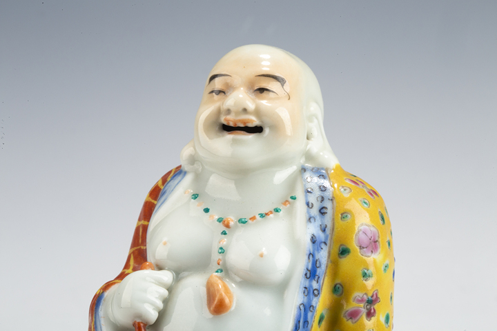 古玩陶瓷民國·粉彩彌勒佛塑像真品鑒賞圖