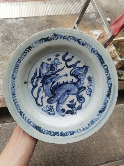 古玩陶瓷青花獅子紋盤真品鑒賞圖