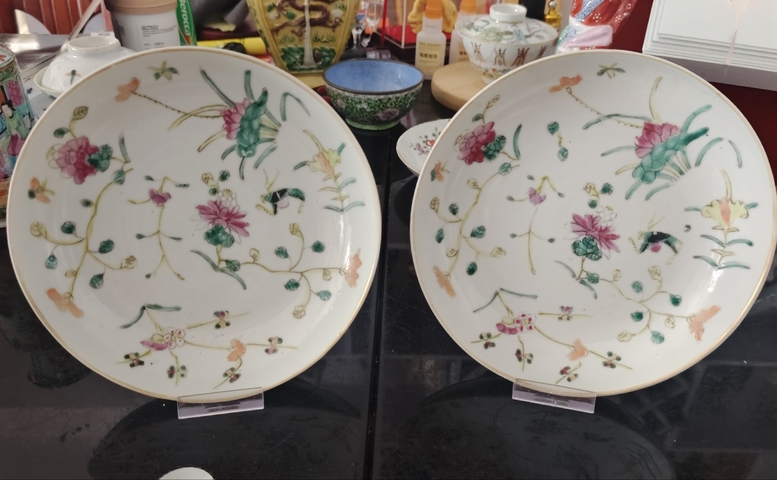 古玩陶瓷清晚期同治款粉彩四季花卉飛黃騰達紋盤拍賣，當前價格688元