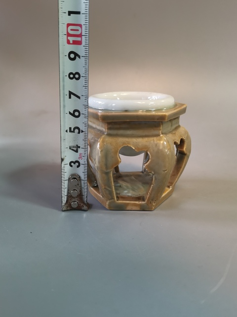 古玩陶瓷青釉六方水盂真品鑒賞圖