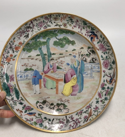 古玩陶瓷清中晚·廣彩人物故事紋折腰盤拍賣,當前價格3699元