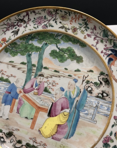 古玩陶瓷清中晚·廣彩人物故事紋折腰盤拍賣,當前價格3699元