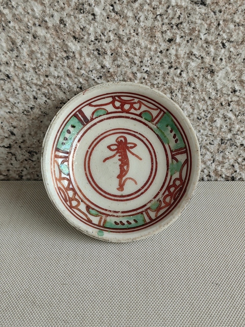 古玩陶瓷紅綠彩花卉紋盤拍賣，當前價格350元