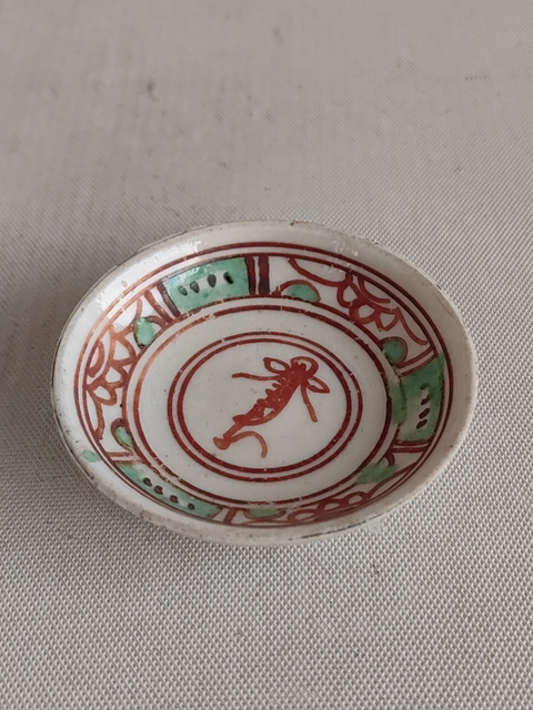 古玩陶瓷紅綠彩花卉紋盤拍賣，當前價格350元