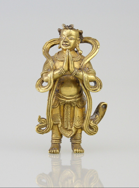 古玩銅器銅善財童子真品鑒賞圖