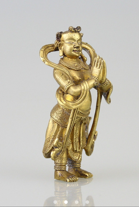 古玩銅器銅善財童子真品鑒賞圖