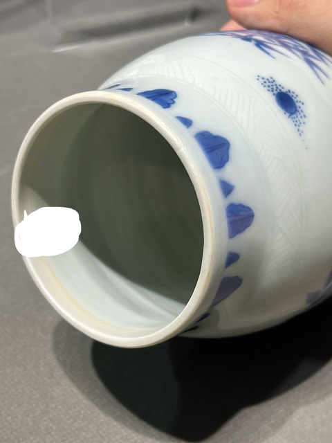 古玩陶瓷明崇禎 青花花鳥紋蓮子罐真品鑒賞圖