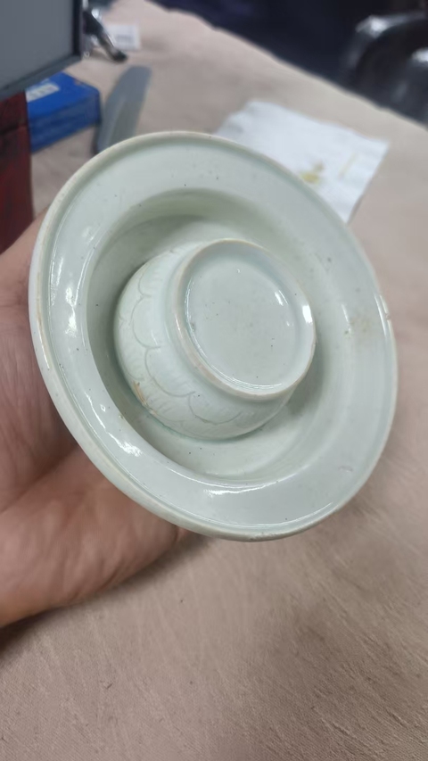 古玩陶瓷北宋湖田窯刻花盞托拍賣，當(dāng)前價格19000元