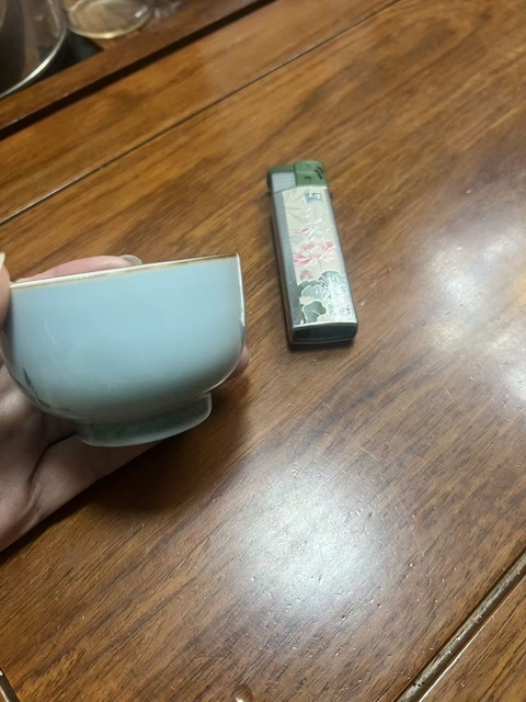 古玩陶瓷豆青釉粉彩松鶴圖茶碗拍賣，當前價格14108元