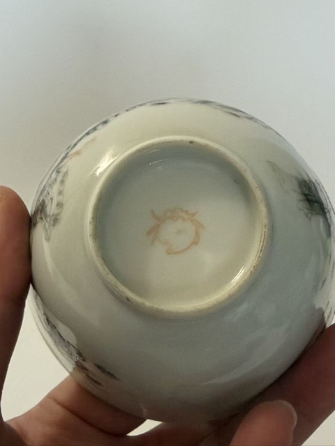 古玩陶瓷粉彩人物故事茶圓真品鑒賞圖