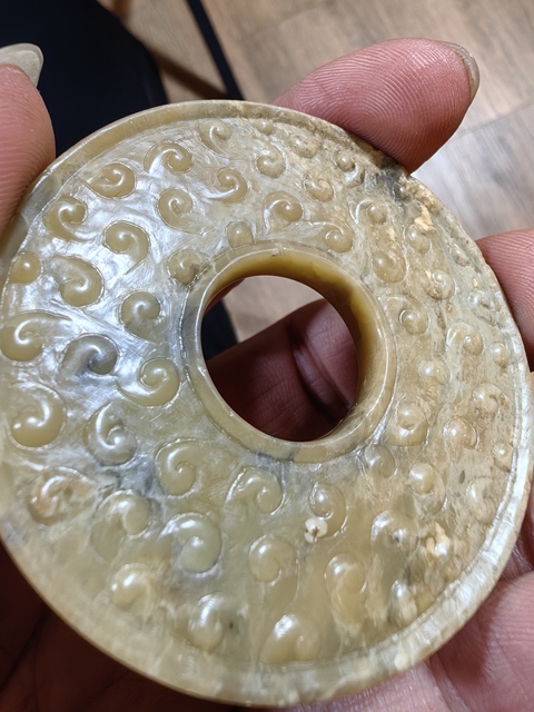 古玩玉器谷紋玉璧真品鑒賞圖