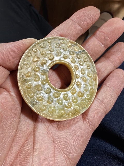 古玩玉器谷紋玉璧真品鑒賞圖