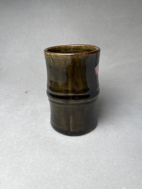 古玩陶瓷茶葉末釉竹節(jié)筆筒真品鑒賞圖