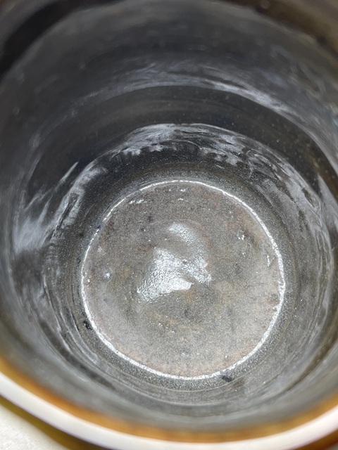 古玩陶瓷茶葉末釉竹節(jié)筆筒真品鑒賞圖