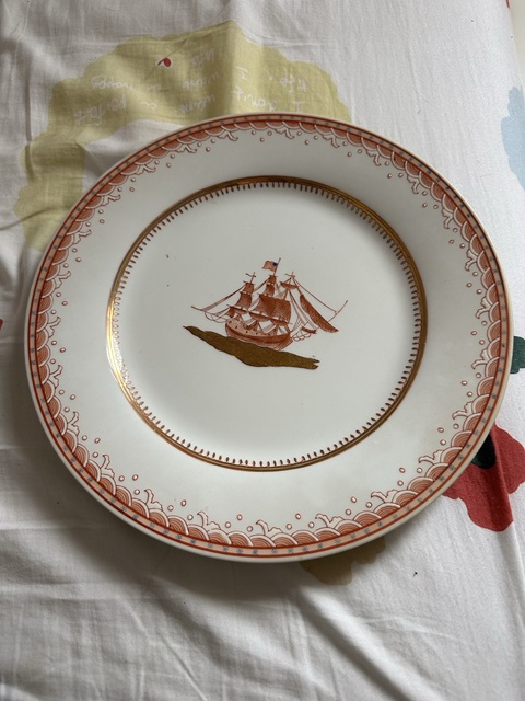 古玩陶瓷帆船盤真品鑒賞圖