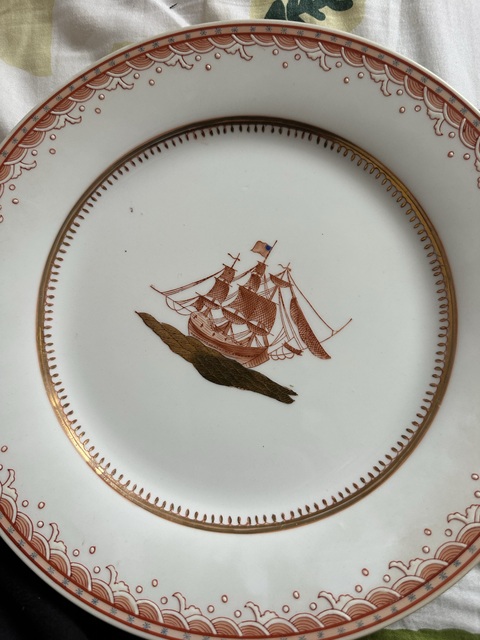 古玩陶瓷帆船盤真品鑒賞圖