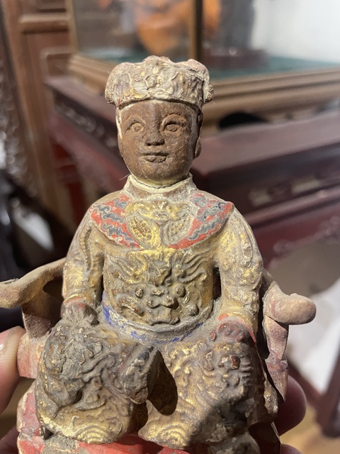古玩雜項(xiàng)木雕漆金彩繪神像真品鑒賞圖