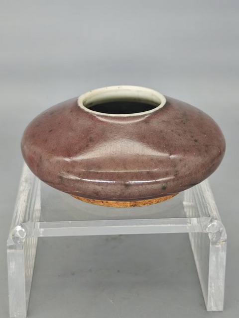 古玩陶瓷豇豆紅釉水盂真品鑒賞圖