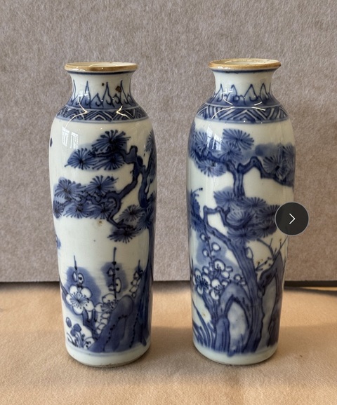 古玩陶瓷青花桶瓶一對真品鑒賞圖