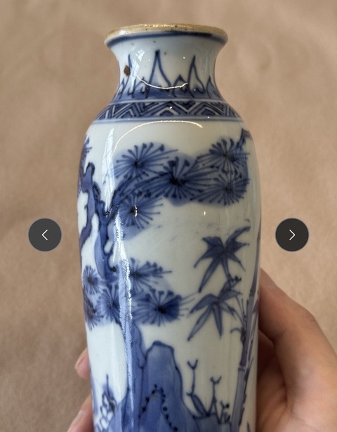 古玩陶瓷青花桶瓶一對真品鑒賞圖