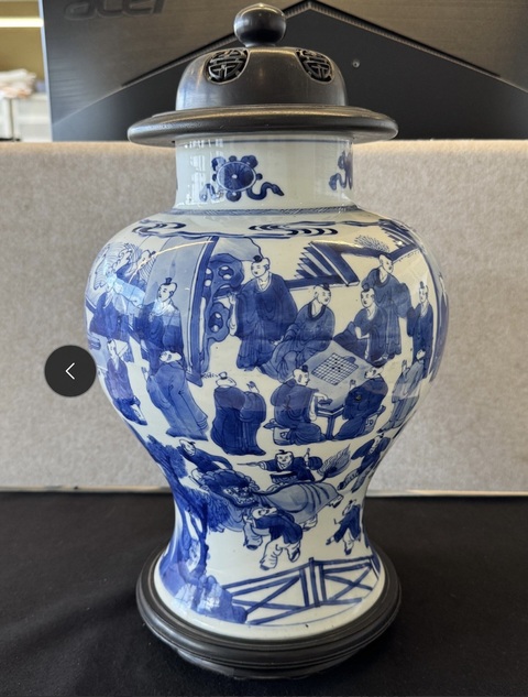 古玩陶瓷青花嬰戲紋將軍罐真品鑒賞圖