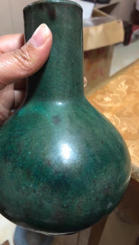 古玩陶瓷綠釉瓶真品鑒賞圖