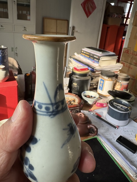 古玩陶瓷崇禎花卉紋青花長頸瓶拍賣，當前價格4566元