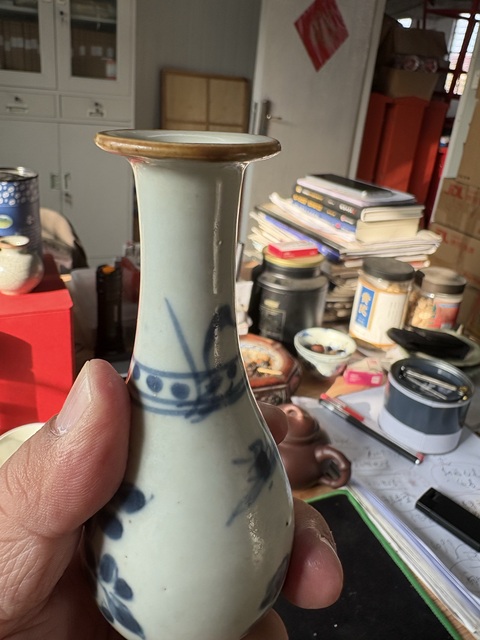 古玩陶瓷崇禎花卉紋青花長頸瓶拍賣，當前價格4566元