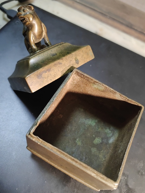 古玩銅器獸鈕印盒真品鑒賞圖