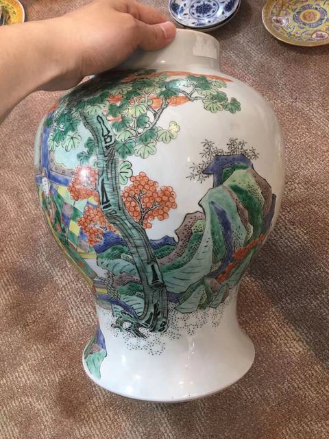 古玩陶瓷人物紋五彩將軍罐真品鑒賞圖