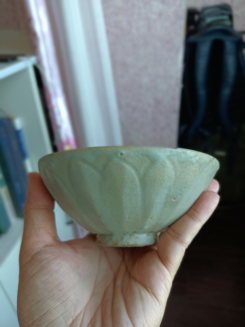 古玩陶瓷【每周放漏一件】龍泉青瓷刻仰蓮紋盞拍賣，當前價格444元