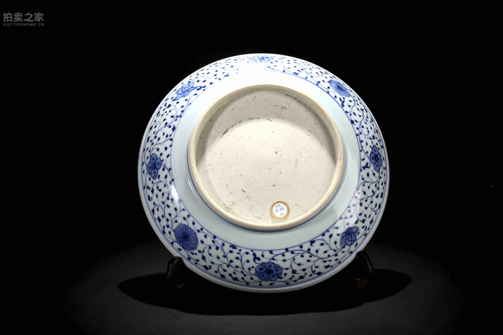 古玩陶瓷青花一把蓮紋盤拍賣，當前價格15000元