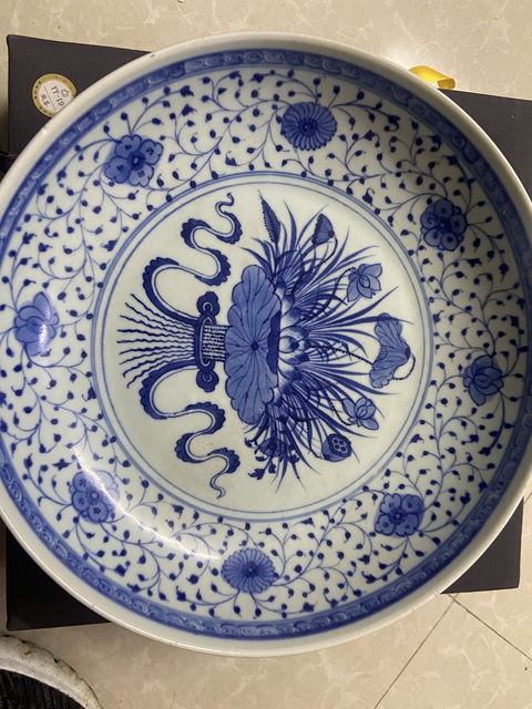 古玩陶瓷青花一把蓮紋盤拍賣，當前價格15000元