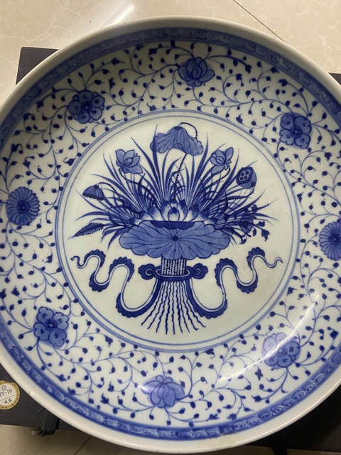 古玩陶瓷青花一把蓮紋盤拍賣，當前價格15000元