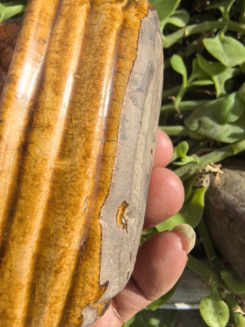 古玩陶瓷黃釉船擺件真品鑒賞圖