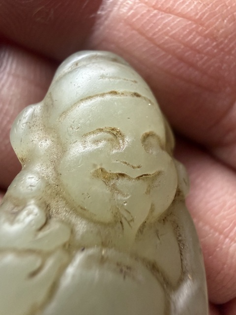 古玩玉器和田玉雕“財神”掛件真品鑒賞圖