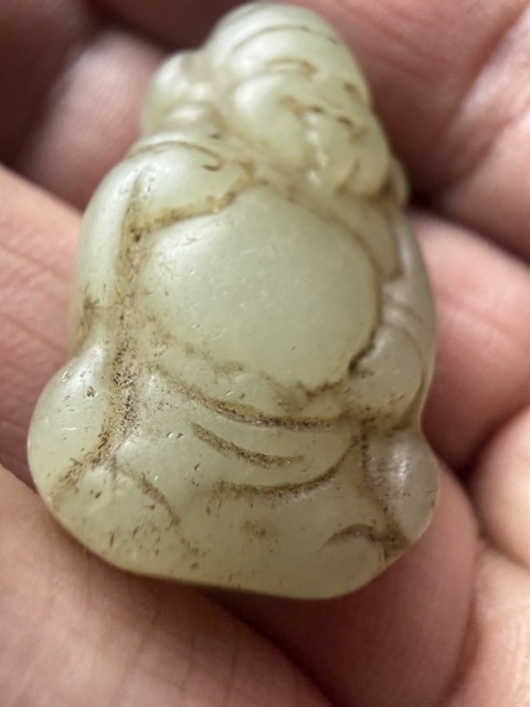 古玩玉器和田玉雕“財神”掛件真品鑒賞圖