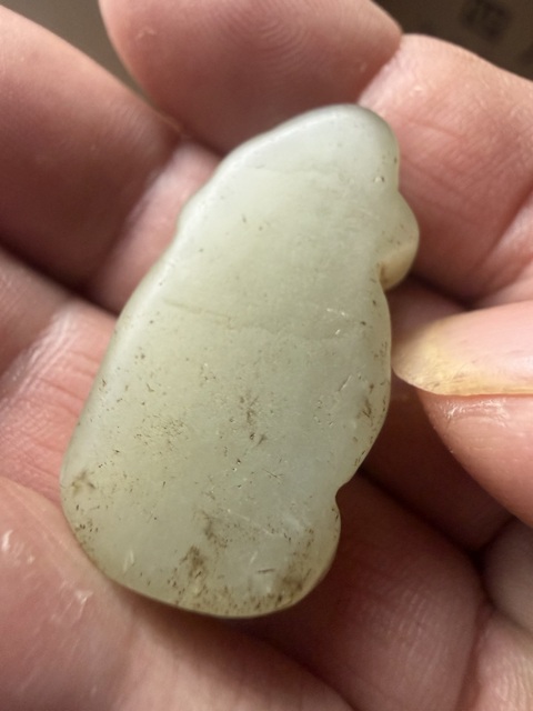 古玩玉器和田玉雕“財神”掛件真品鑒賞圖